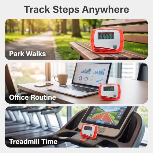 Red Portable Counter Mini Digital LCD Pedometer Sports Walking Running Step Meter Walking Distance Miles, Calorie Counter, Daily Target Monitor, Exercise Time