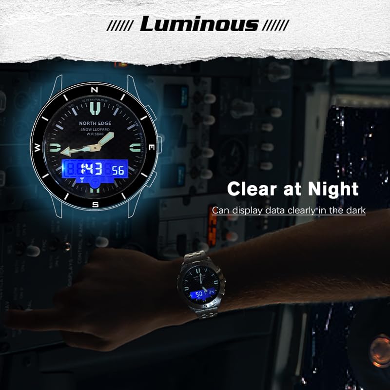 DIDITIME Tactical Watches for Men, Military Watches for Men, Waterproof 164FT, Fitness Watch, Mens Digital Watches with Compass, Metronome, Pedometer, Lightweight Breathable Nylon Watch - color: SNOW LEOPARD-SILVER