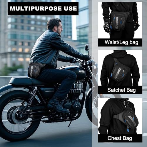 Tactical Drop Leg Bag Utility Pouch for Men Motorcycle Leg Bags Thigh Pack (#Black) - color: #Black