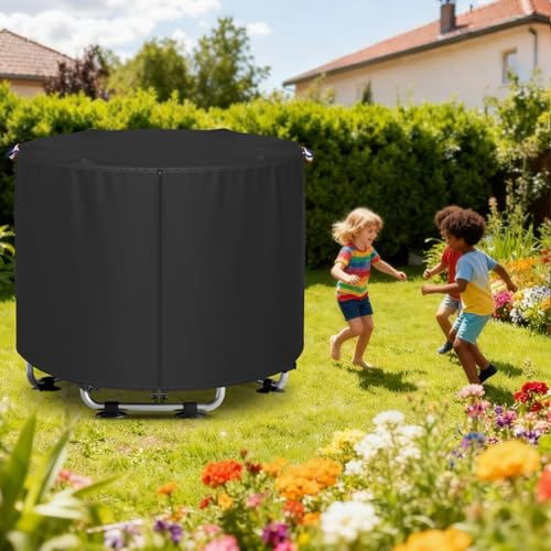 Kids Trampoline Cover 55-60 Inch Round – Heavy Duty 600D Waterproof Outdoor Trampoline Cover, UV Resistant & Windproof, All-Weather Protection for Children's Round Trampolines - size: 62IN