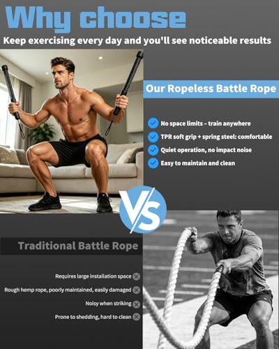 PureWellness Weighted Ropeless Battle Rope for Home Gym Exercise Black