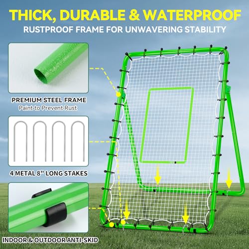 6 Adjustable AnglesVolleyball Rebounder Net 7x4 FT Bounce Back Trainer - color: Green