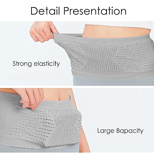 Adorila Slim Running Belt, Hidden Fanny Pack for Men Women, Travel Running Waist Pack for Money and Passport (Grey, Large)