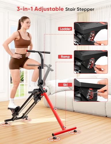 YOLEO Adjustable Resistance Stair Stepper, 3-Mode Folding Stairmaster,660LB - color: V2.0 Stair Stepper + Bungee Cord*2