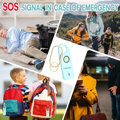 Rechargeable Personal Safety Alarm for Women, 135 dB Loud Self Defense Keychain Siren with LED Strobe Light, Personal Emergency Security Safe Devices Key Chain Alarms for Women Kids Elderly (Aqua)