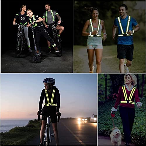 Reflective Vest, High Visibility Safety Vest Straps Reflective Gear for Night Running Walking Cycling for Men Women Kids - color: Black+red