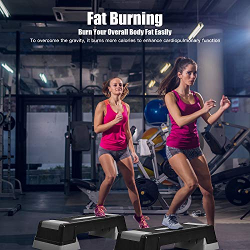 GYMAX Exercise Step Platform, 5”-7”-9” Height Adjustable Stepper - color: Grey