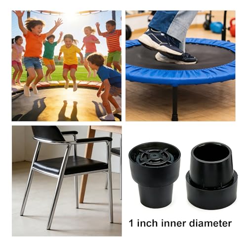 8Pcs Trampoline Leg Caps, 1 Inch Diameter Rubber Leg Tips Replacement Parts, Chair Rubber Leg Caps for Trampoline Accessories, Black Non-Slip Floor Protectors