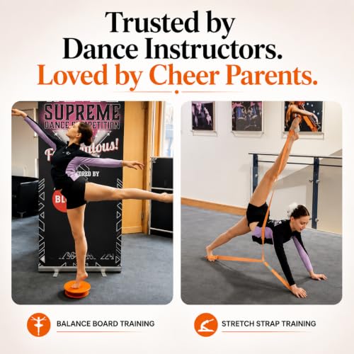 Cheer Flyer Stunt Trainer Balance Board & Leg Stretching Strap 2 Pc Set - color: Pink