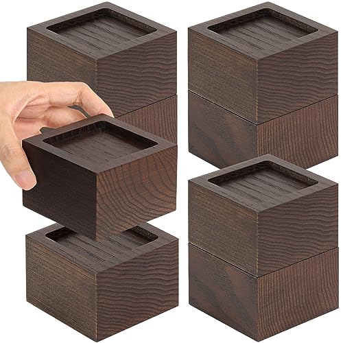 FASONLA Bed Risers (Set of 8) Furniture Risers Lifts Height 2", Oak Solid Wooden Risers for Bed, Furniture, Table, Sofa, Chair Risers with Non-Slip Recessed Hole (8pcs-2" Hight-Walnut Color) - color: 8pcs-2" Hight-walnut Color