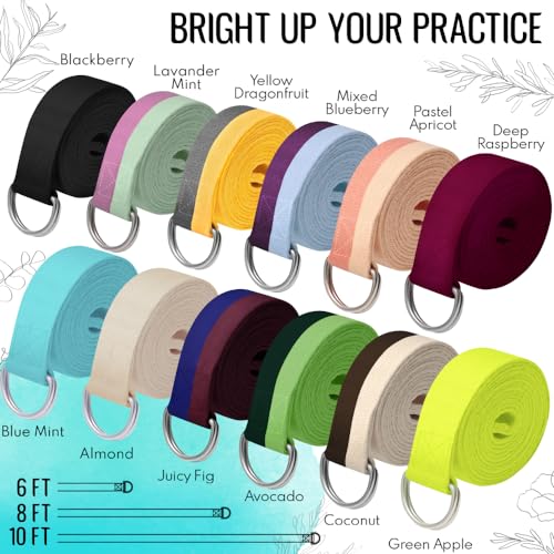 TECEUM 2 IN 1 Yoga & Mat Strap for Stretching – Cotton – 6/8/10 ft - color: Blue, size: 6 ft