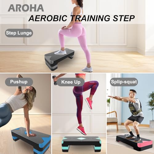Aerobic Step Platform, Non Slip Adjustable Height Step Trainer - color: Pink