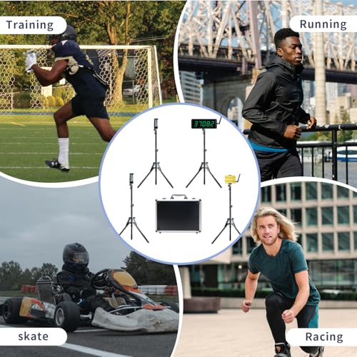 Wireless Laser Timer for Sprints with High Tripod & Battery Powered,Track Timer System for Race Clock,Sprint Timing System for 40 60 Track Yard Dash,Electronic Stopwatch for Speed Training
