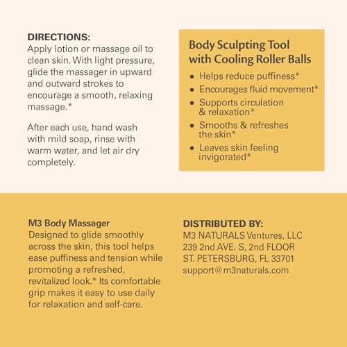 Lymphatic Drainage Roller for Body Sculpting & Cellulite, Orange by M3