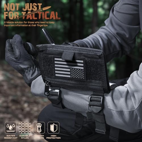 LIVANS Map Case Wrist Pouch Tactical Arm Sleeve for Army Military Gear Gift - color: Black