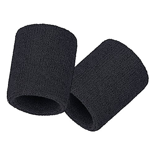 Bememo 12 Pcs Sweatbands Wrist Bands - color: Black, size: 3.15 Inch
