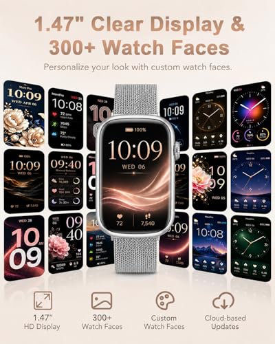 MorePro Health Fitness Tracker, 24/7 Heart Rate Monitor with Blood Pressure, Blood Oxygen, Sleep Tracking, IP68 Waterproof Activity Trackers with Step Counter, Compatible with iOS Android - color: Milanese Silver