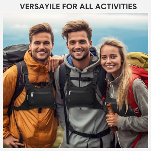Hsei 3 Water Resistant Chest Bag for Men Running Vest for Workouts Running Phone Holder Extra Storage Lightweight Sports Cycling Pack