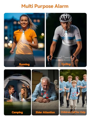 TECKNET Personal Safety Alarm 135dB with SOS Strobe Light for Women - Rechargeable& IPX4 Waterproof Running Lights with Clip On Torch & Low Battery Notice, Safety Siren for Running, Travel Kids, Blue - color: Blue