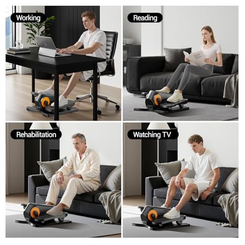 Under Desk Elliptical Machine Seated Pedal Exerciser - color: Orange