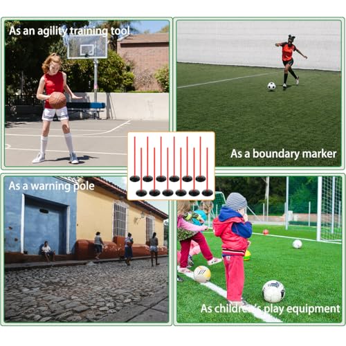 Orange Soccer Agility Poles Set Detachable Sports Trainning Speed Pole Slalom Poles with Rubber Base Sport Traning Equipment - color: Pack of 12, style: 3.3 FT