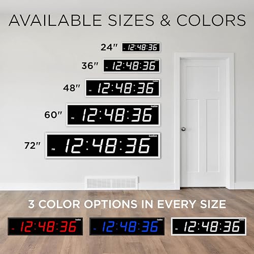 Ivation Oversized Digital Wall Clock with Large LED Display & Timer, 24" - color: White, size: 24" Inch