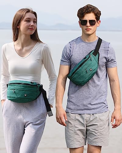 WATERFLY Running Belt Fanny Pack: Runner Marathon Jogging Waist Pack Sport Workout Exercise Fitness Phone Holder Belt for Men Women Jogger Slim Waistband Black - color: Dark Green