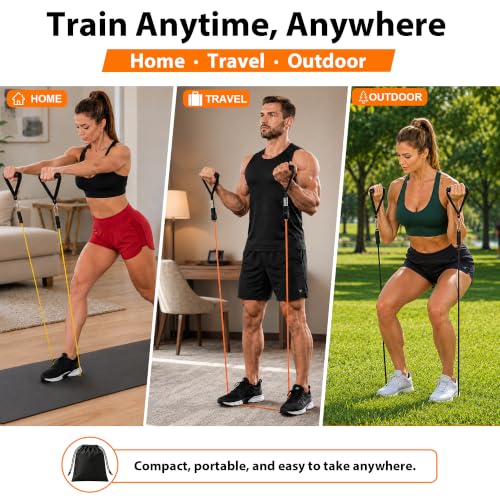 6 Pcs Resistance Band Set with Dual Door Anchors Handles