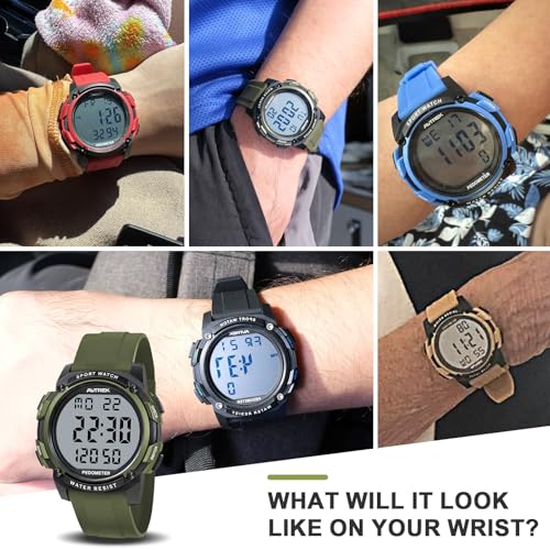 AVTREK Pedometer Watch for Walking Steps and Miles No Bluetooth/APP Needed - color: Green
