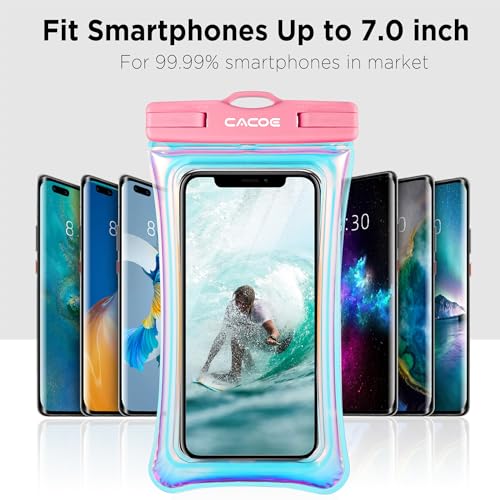 CACOE Floatable Waterproof Phone Pouch 2 Pack Up to 7.0",Iridescence - color: Iridescence