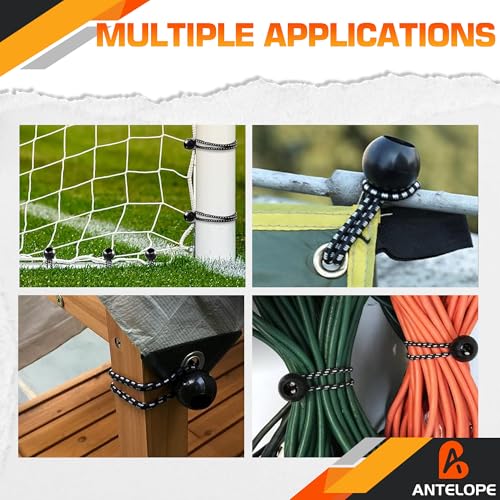 A ANTELOPE 25-Pack 6" (Black & White) Heavy Duty Ball Bungee Cords - size: 6 Inch