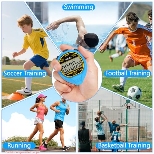 Digital Waterproof Simple Stopwatch, Silent Basic Stop Watch for Swimming - color: Blue