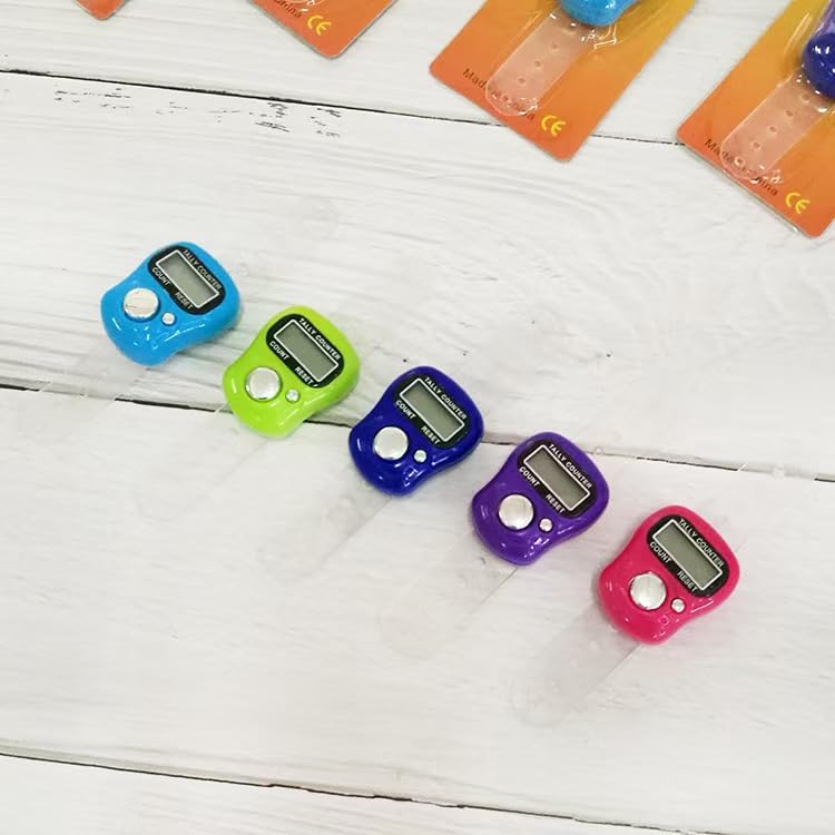 Jinshining Electronic Finger Counter Display Counter LED Digital Row Counter, Handheld Number Click Counter, Electronic Finger Counter Hand Tally Counter with Ring for Counter Counters Accessories - color: purple