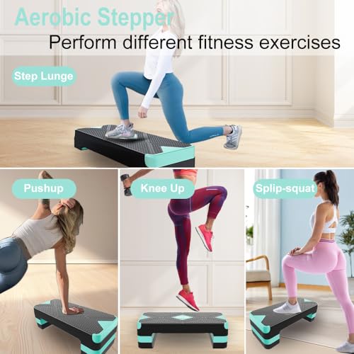 Aerobic Exercise Step, Adjustable Workout Step Platform - color: Turquoise