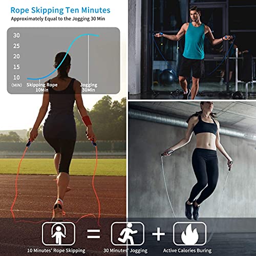 Jump Rope, Professional Weighted Cotton Jump Rope Workout, Adjustable Tangle-Free with Ball Bearings Exerciser Jump Ropes for Cardio, Endurance Training, Fitness Workouts, Jumping Exercise