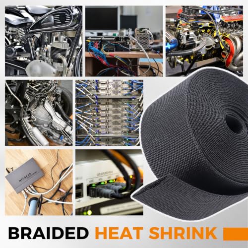 2:1 Ratio Automotive Heat Shrink Braided Sleeving 3/8''-15ft - size: 3/8"-15ft