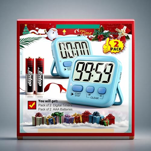 Antonki 2 Pack Digital Timer for Kids Classroom Kitchen Timers for Cooking - color: Clear Blue