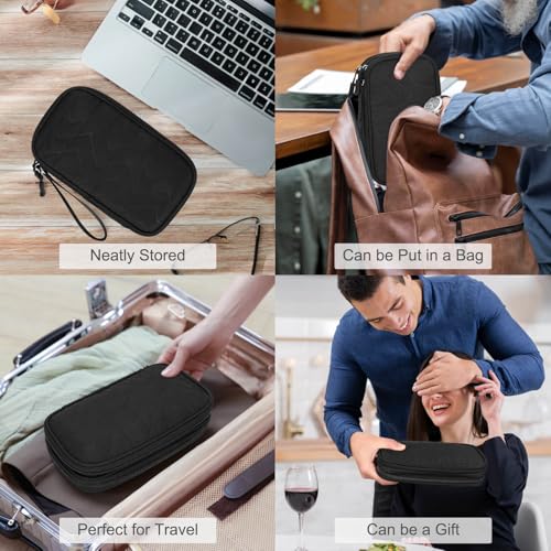 FYY Electronic Organizer, Travel Tech Pouch Bag, Medium, Black Quilted - color: Black Quilted, size: 8.3 x 5 x 2.6 inches