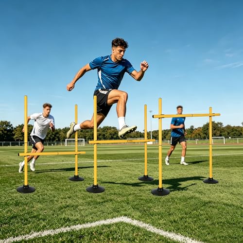 31" Adjustable Agility Hurdles, Soccer Training Poles, Dog Agility Jumps and Weave Equipment for Indoor and Outdoor Use - color: Yellow 6