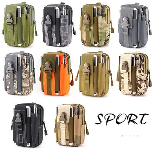 Belt Pouch, Tactical Molle Phone Pouch EDC Utility Pouches Waist Bag Packs, Small Cell Phone Holster Gear Tool Gadget Pocket for Men Running - color: Khaki