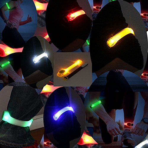 Premium LED Light Up Armband, Reflective Adjustable Wearable Silicone Running Belt Strap/Waterproof Glow in The Dark for Running Jogging Walking Cycling Concert Camping Outdoor Sports - color: White - 4 Pack