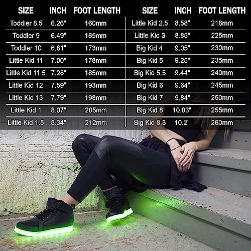 IGxx LED Light Up Shoes for Kids Boys Girls Sparkly Sneakers - color: Black, size: 11 Little Kid
