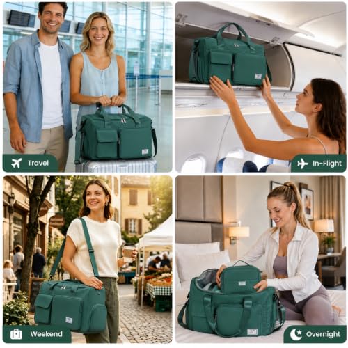 FIORETTO Women's Gym Duffle Bag with Shoes Compartment, 30L Capacity, Ideal for Travel, Gym, Sports, Duffel, Weekender - color: Turquoise, style: Gym Bag With Toiletry Bag