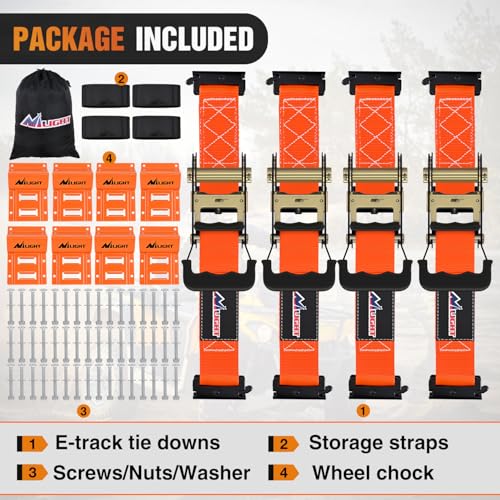 Nilight Wheel Chock Tie Down Kit with 4Pcs E Track Ratchet Straps - color: 4Pcs E-Track Straps+8 Pcs Wheel Chock