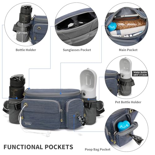 TUDEQU Hiking Fanny Pack for Men Women Large Hiking Waist Packs Mens Fanny Pack Crossbody Waist Bag for Men for Travel - color: GREY BLUE