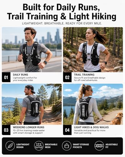 UTOBEST Running Vest Lightweight Hydration Vest Pack 5L UTR104 - color: Red Vest 5L with 1.5L Bladder