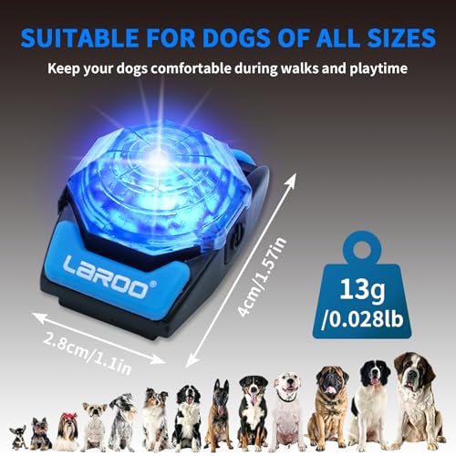 LaRoo Dog Collar Light, 13g Ultra-Light USB Rechargeable LED Dog Lights, IPX6 Waterproof 3 Modes Clip-On Pet Safety Light for Night Walking, Hiking & Camping - Blue - color: Blue