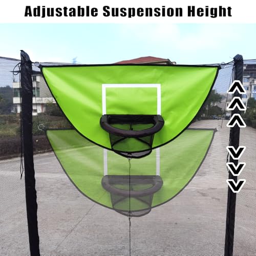 Trampoline Basketball Hoop, with Pump and 4 Mini Balls, Easy to Install, Universal Trampoline Accessories, Trampolines Basketball for Dunking - color: Green