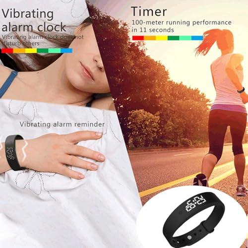 Vibrating Alarm Clock Watch for Heavy Sleepers, Silent Wake Up Bracelet & Smart Wristband, Wearable Vibration Wrist Alarm, Non-Audible Sleep Wristband for Men & Women(Black)
