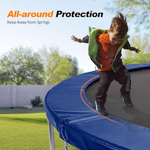 ExacMe Round Trampoline Spring Cover, 0.8 in Thick Replacement Safety Pad - color: Dark Blue, size: 10 Foot
